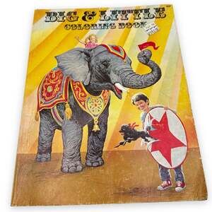 Vintage coloring book with retro circus cover – 1970s Sideshow Elephant